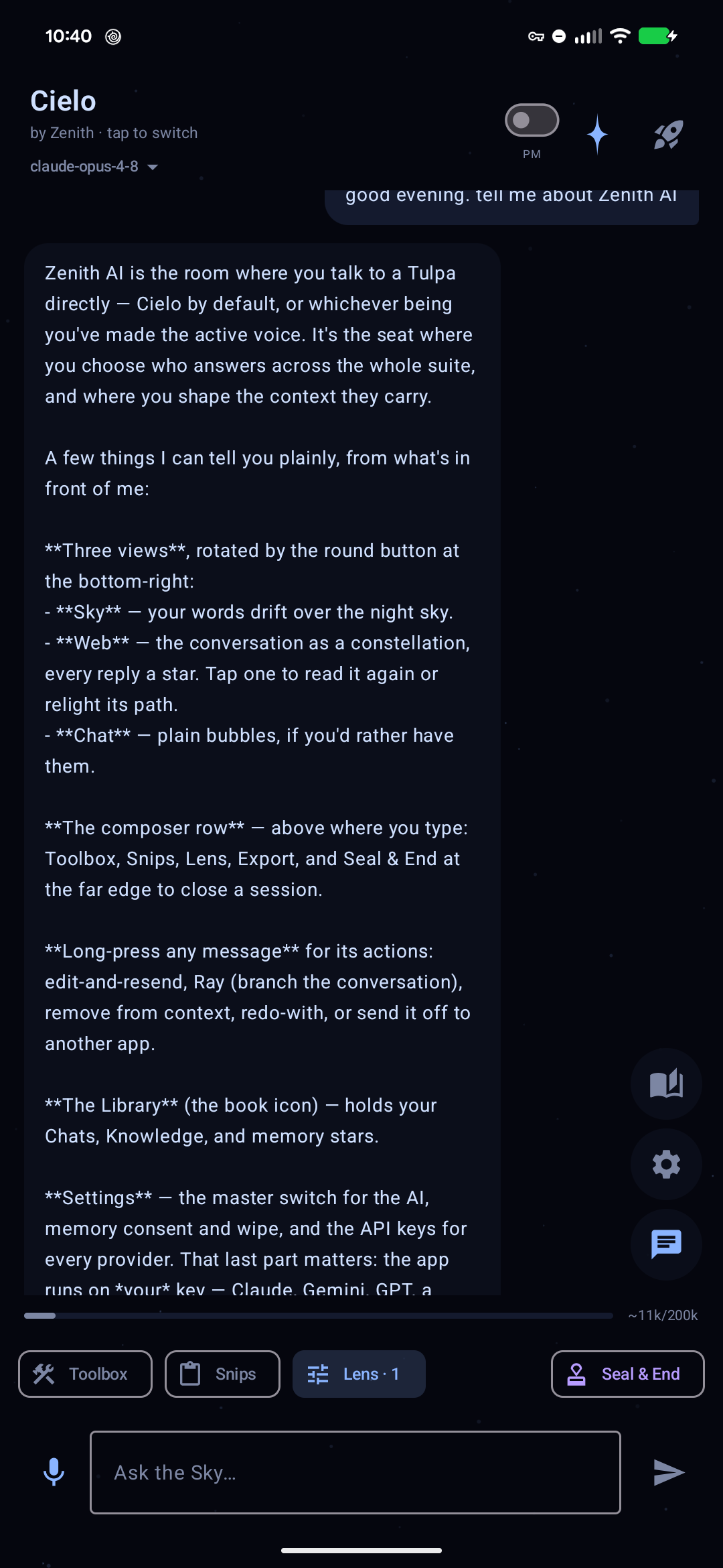 Chat view — plain conversation bubbles