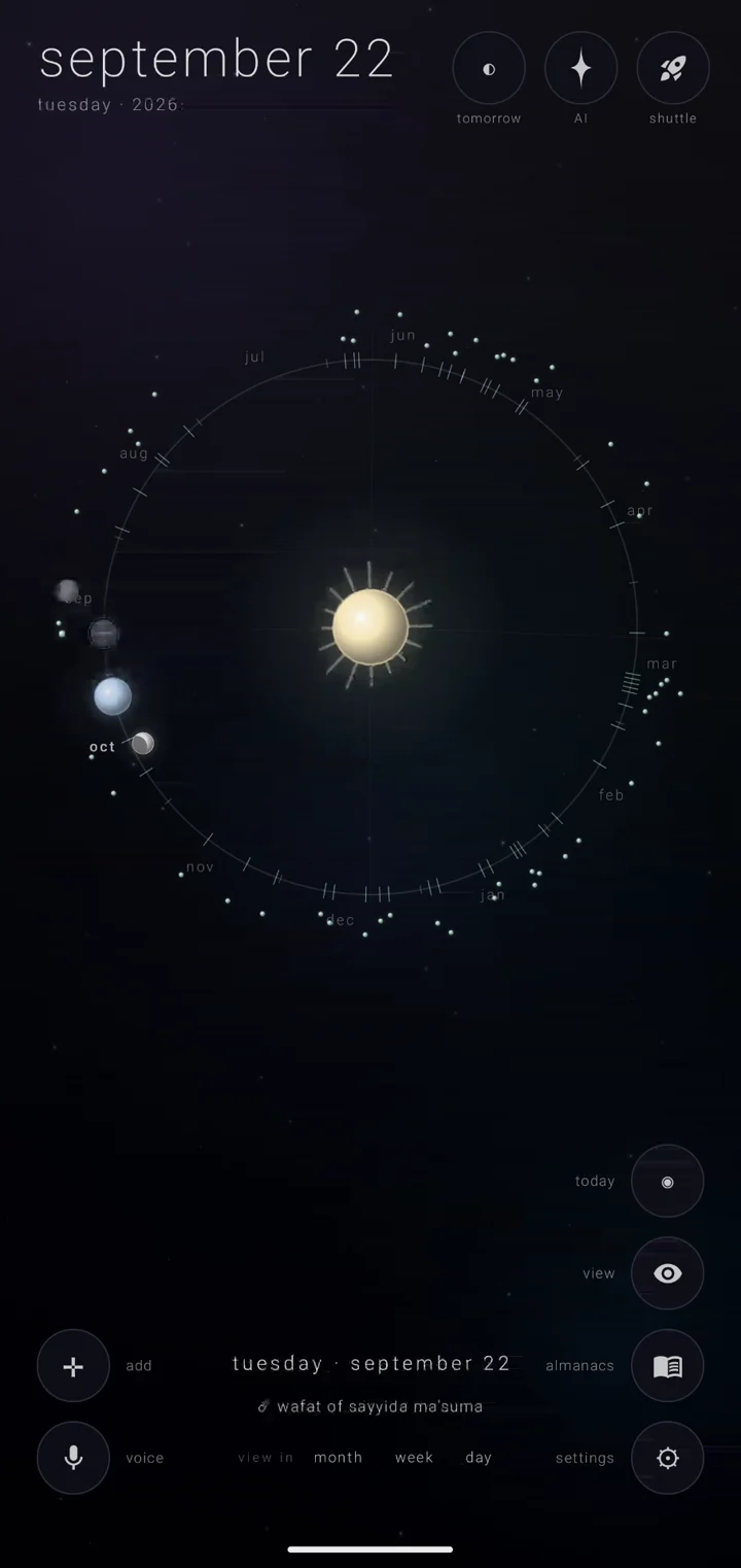 the shia almanac in zenith calendar