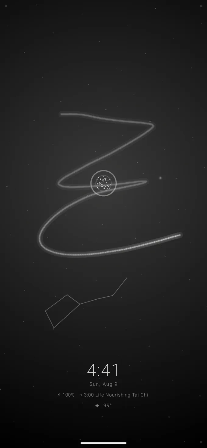 A single luminous stroke traced across the sky in the shape of a Z, the path a finger drew through several apps at once.
